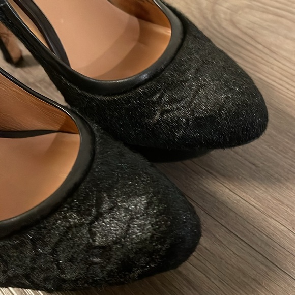 L.A.M.B Black Dyed Calf Hair Nikko Platform Heels Sz 6 - Picture 8 of 16